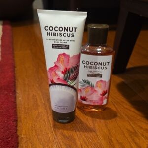 Bath & Body Works Coconut Hibiscus Body Cream and Oil Set